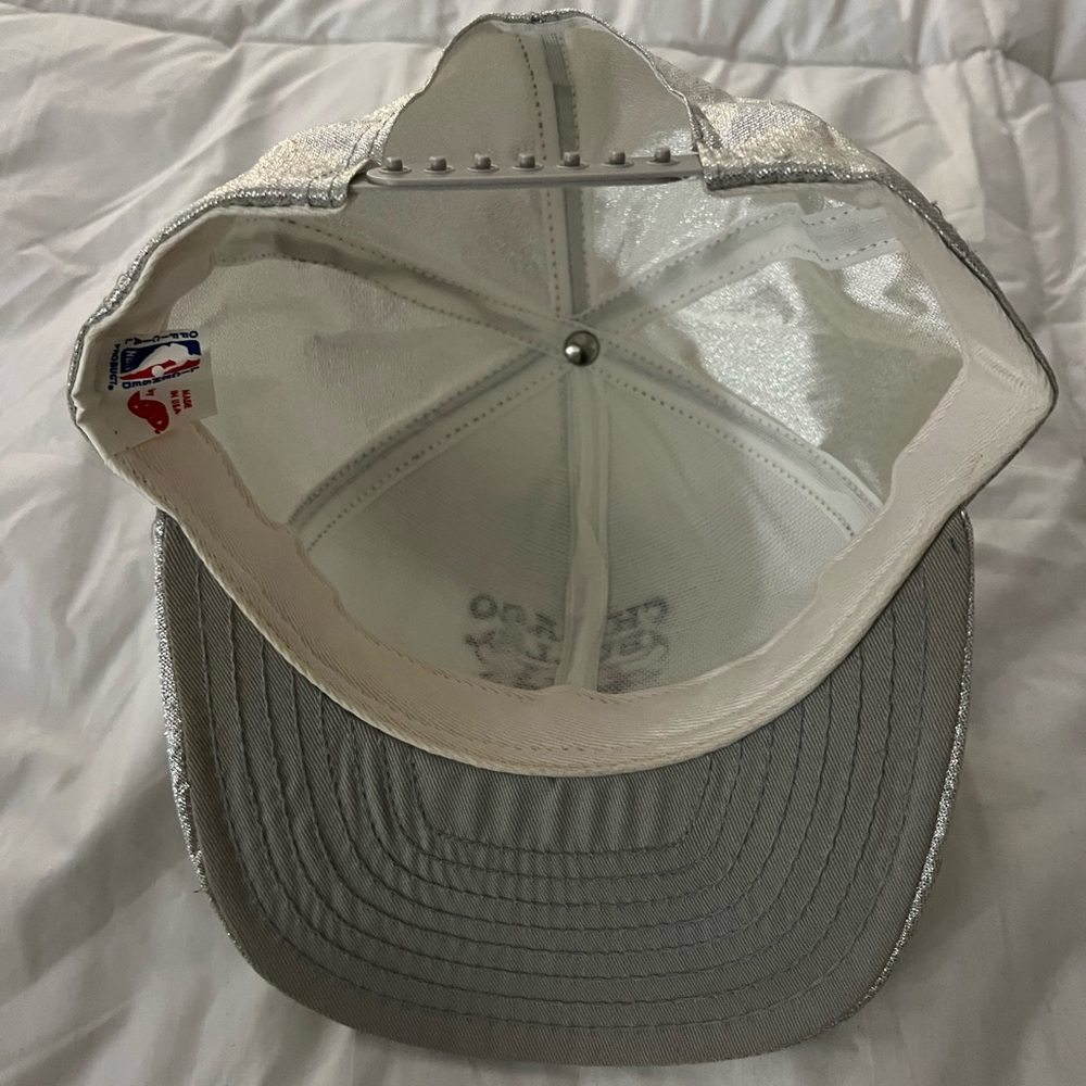 Vintage Chicago Bulls Basketball AJD Snapback Hat Cap Silver Made in USA NWOT - Picture 2 of 6
